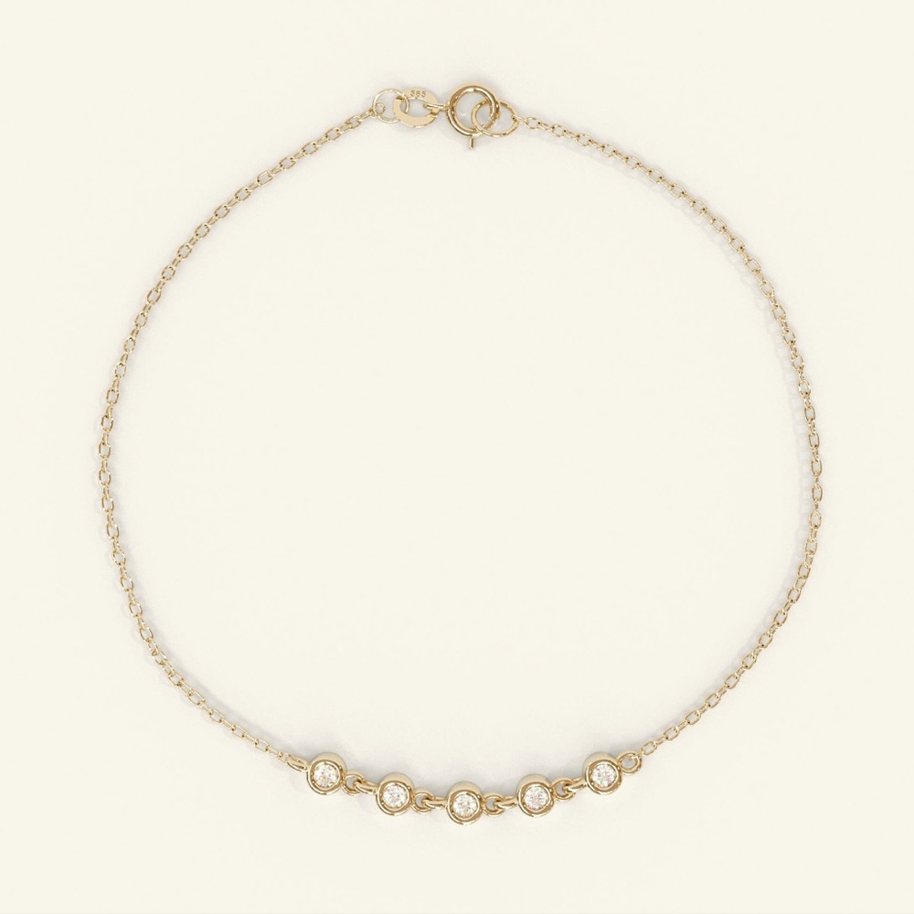 NWT 14k Gold Bezel Setting Diamond Bracelet